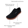 image:imageWHITIN Womens Wide Canvas Minimalist Barefoot Shoes  Zero Drop Sole  Casual SneakerW87  BlackGum