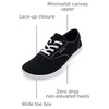 image:imageWHITIN Womens Wide Canvas Minimalist Barefoot Shoes  Zero Drop Sole  Casual SneakerW87  BlackWhite