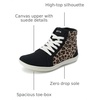 image:imageWHITIN Womens Wide HighTop Canvas Barefoot Sneakers  Minimalist StreetReady Fit  ComfortForward Ankle SupportW823  Leopard Black