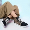 image:imageWHITIN Womens Wide HighTop Canvas Barefoot Sneakers  Minimalist StreetReady Fit  ComfortForward Ankle SupportW823  Leopard Black