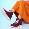 image:imageWHITIN Womens Wide HighTop Canvas Barefoot Sneakers  Minimalist StreetReady Fit  ComfortForward Ankle SupportW823  Wine Red