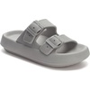 image:imageWHITIN Slides for Women Men Double Buckle Adjustable Thick Sole Pillow Slippers Bathroom SandalsGrey