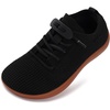 image:imageWHITIN ToddlerLittle Kid Wide Barefoot Shoes  Slip on Zero Drop Minimalist Sneakers for Boys Girls  Adjustable NoTie Lacing DesignW8k12  Black Gum