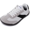 image:imageWHITIN Wide Barefoot Sneakers for Women  Brogue Toe Cap Style  SuedeKnit HybridGrey Chocolate