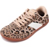 image:imageWHITIN Wide Barefoot Sneakers for Women  Brogue Toe Cap Style  SuedeKnit HybridLeopard