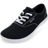 image:imageWHITIN Womens Wide Canvas Minimalist Barefoot Shoes  Zero Drop Sole  Casual SneakerW87  BlackWhite