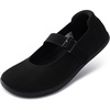 image:imageWHITIN Womens Wide Toe Box Barefoot Mary Jane Flats  Zero DropW95  All Black