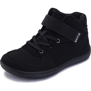 image:imageWHITIN High Top BoysGirls Wide Barefoot Shoes  Zero Drop  Minimalist Sneaker for LittleBig KidsAll Black