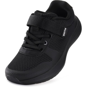 image:imageWHITIN Kids Wide Toe Box Running Tennis Shoes  Zero Drop Sole Sport Sneakers for BoysGirlsBlack