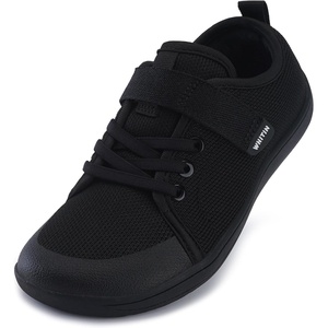 image:imageWHITIN LittleBig Kid Barefoot Shoes  BoysGirls Laceup Minimalist Sneakers  Wide Toe Box  Natural Flexible FitW8k6  All Black