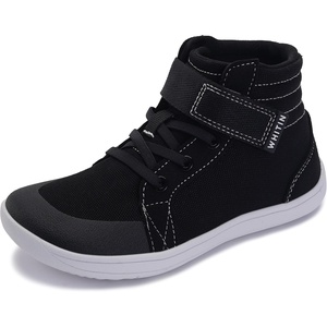 image:imageWHITIN LittleBig Kid Wide High Top Barefoot Shoes  StreetStyle Minimalist Sneakers for BoysGirls  Natural amp Healthy FitW8k23  Black White