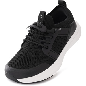 image:imageWHITIN LittleBig Kids Wide Toe Box Tennis Shoes  Zero Drop  Slip On Sneaker for BoysGirlsBlack