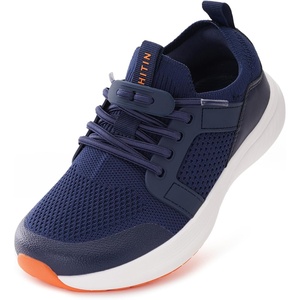 image:imageWHITIN LittleBig Kids Wide Toe Box Tennis Shoes  Zero Drop  Slip On Sneaker for BoysGirlsDark Blue