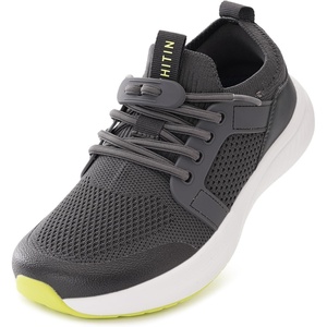 image:imageWHITIN LittleBig Kids Wide Toe Box Tennis Shoes  Zero Drop  Slip On Sneaker for BoysGirlsDark Grey