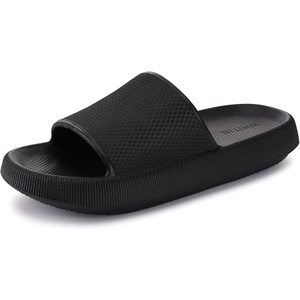 image:imageWHITIN Slippers for Women Non Slip  Cushioned Thick Sole Slides  Quick Drying Bathroom SandalsBlack