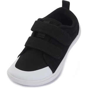 image:imageWHITIN ToddlerBoysGirls Barefoot Shoes  Kids Wide Width Minimalist Sneakers  Classic Canvas  Supports Natural Foot GrowthW8k8  Black White