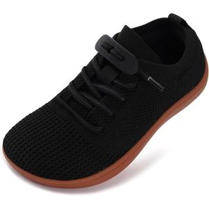 image:imageWHITIN ToddlerLittle Kid Wide Barefoot Shoes  Slip on Zero Drop Minimalist Sneakers for Boys Girls  Adjustable NoTie Lacing DesignW8k12  Black Gum