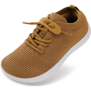image:imageWHITIN ToddlerLittle Kid Wide Barefoot Shoes  Slip on Zero Drop Minimalist Sneakers for Boys Girls  Adjustable NoTie Lacing DesignW8k12  Brown