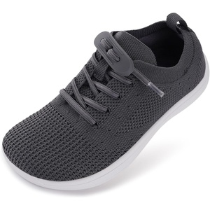 image:imageWHITIN ToddlerLittle Kid Wide Barefoot Shoes  Slip on Zero Drop Minimalist Sneakers for Boys Girls  Adjustable NoTie Lacing DesignW8k12  Dark Grey