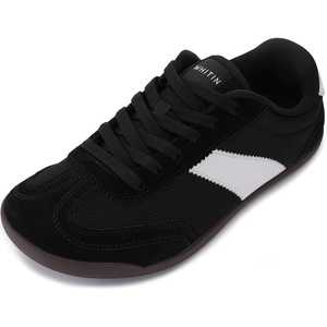 image:imageWHITIN Wide Barefoot Sneakers for Women  Brogue Toe Cap Style  SuedeKnit HybridBlack