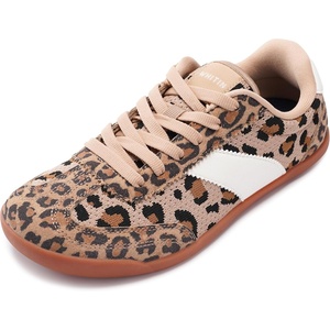 image:imageWHITIN Wide Barefoot Sneakers for Women  Brogue Toe Cap Style  SuedeKnit HybridLeopard