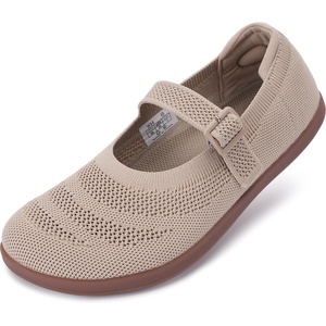 image:imageWHITIN Womens Barefoot Mary Jane Flats  Wide Toe Box  Zero Drop Sole  Adjustable StrapsW94  Beige