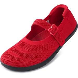 image:imageWHITIN Womens Barefoot Mary Jane Flats  Wide Toe Box  Zero Drop Sole  Adjustable StrapsW94  Red