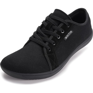 image:imageWHITIN Womens Canvas Barefoot Shoes  Wide Width Minimalist Sneakers  Classic Fit Low TopW81v2  Canvas Black