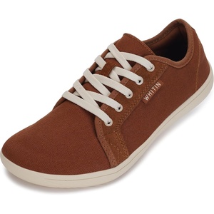 image:imageWHITIN Womens Canvas Barefoot Shoes  Wide Width Minimalist Sneakers  Classic Fit Low TopW81v2  Canvas Brown Begie