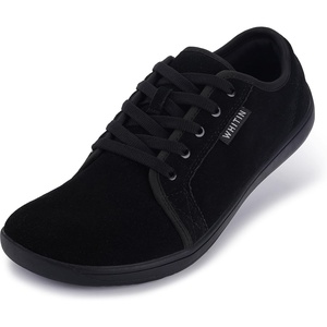 image:imageWHITIN Womens Genuine Leather Wide Barefoot Shoes  Footloose Minimalist Style  Zero Drop amp FlatW81v5  All Black