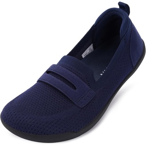 image:imageWHITIN Womens Round Toe Slip On Penny Loafers  Wide Barefoot Flats with Breathable KnitDark Blue