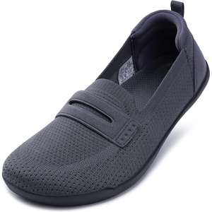 image:imageWHITIN Womens Round Toe Slip On Penny Loafers  Wide Barefoot Flats with Breathable KnitGrey
