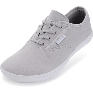 image:imageWHITIN Womens Wide Canvas Minimalist Barefoot Shoes  Zero Drop Sole  Casual SneakerW87  Grey