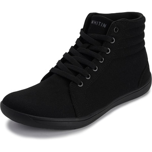 image:imageWHITIN Womens Wide HighTop Canvas Barefoot Sneakers  Minimalist StreetReady Fit  ComfortForward Ankle SupportW823  All Black