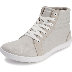 image:imageWHITIN Womens Wide HighTop Canvas Barefoot Sneakers  Minimalist StreetReady Fit  ComfortForward Ankle SupportW823  Light Grey