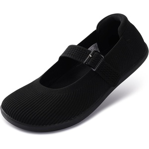 image:imageWHITIN Womens Wide Toe Box Barefoot Mary Jane Flats  Zero DropW95  All Black