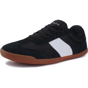 image:imageWHITIN Womens Wide Toe Box Barefoot Shoes  Fashion Suede Patchwork Design  Zero Drop SoleBlack Gum