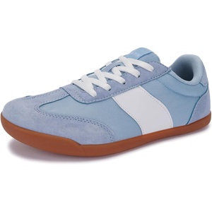image:imageWHITIN Womens Wide Toe Box Barefoot Shoes  Fashion Suede Patchwork Design  Zero Drop SoleBlue Gum