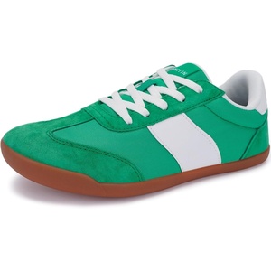 image:imageWHITIN Womens Wide Toe Box Barefoot Shoes  Fashion Suede Patchwork Design  Zero Drop SoleGreen Gum