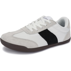 image:imageWHITIN Womens Wide Toe Box Barefoot Shoes  Fashion Suede Patchwork Design  Zero Drop SoleGrey Chocolate