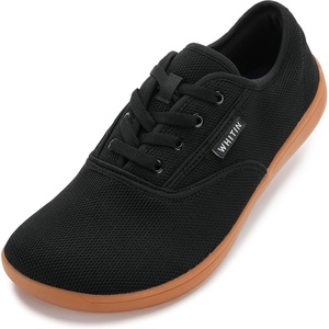 image:imageWHITIN Womens Wide Toe Box Minimalist Barefoot Shoes  Zero Drop SoleW872  Black Gum