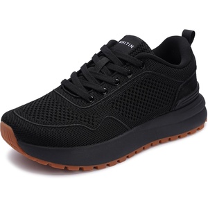 image:imageWHITIN Womens Wide Toe Box Walking Sneakers  Cushioned Support for Daily ComfortBlack